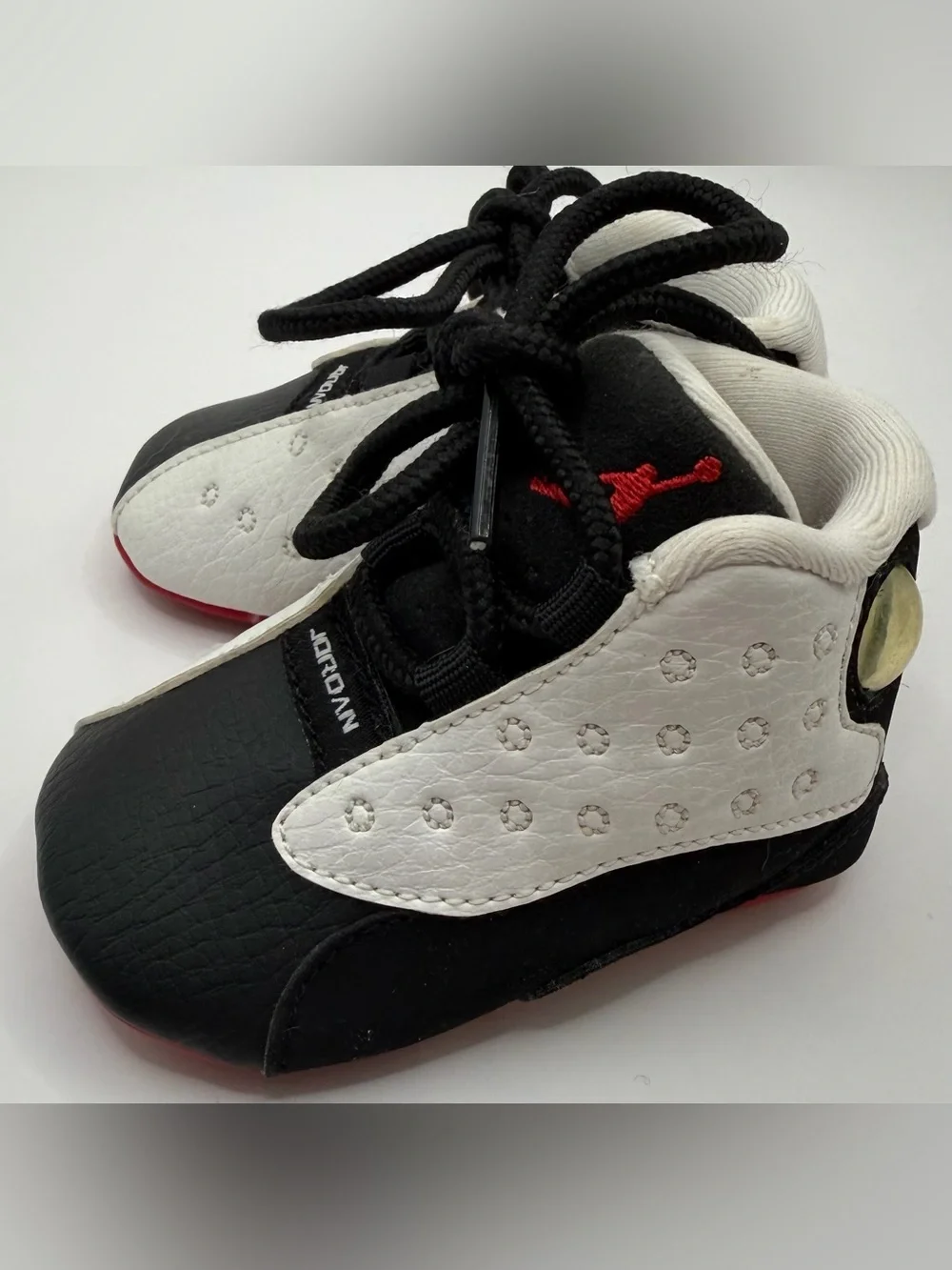 Jordan Baby Black White & Red Mini Hoop Sneakers